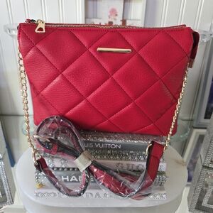 NWT Red Quilted Crossbody Vegan Leather Bag
